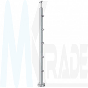Pfosten Ø42,4mm, h=1000mm, Handlaufhalter flexibel Ø42,4mm, für Stiege